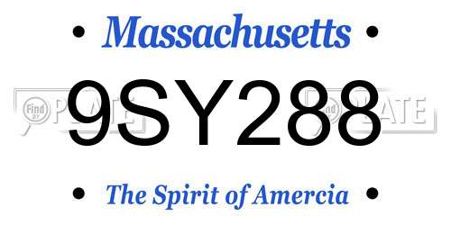 9SY288 Massachusetts License Plate