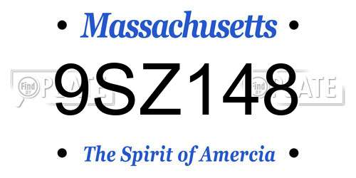 9SZ148 Massachusetts License Plate