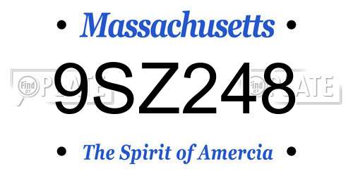 9SZ248 Massachusetts License Plate