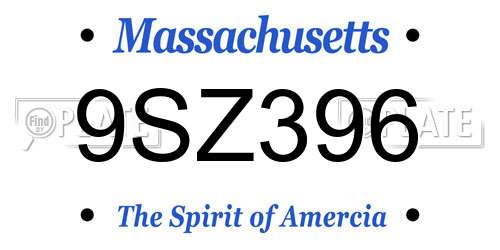 9SZ396 Massachusetts License Plate