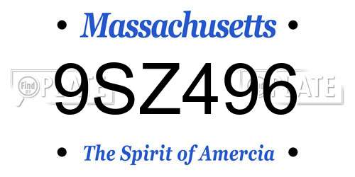 9SZ496 Massachusetts License Plate
