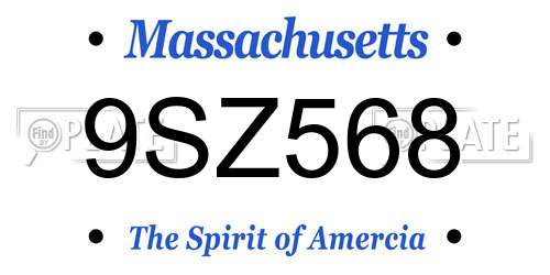 9SZ568 Massachusetts License Plate