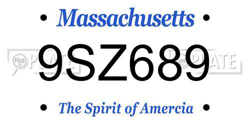9SZ689 Massachusetts License Plate