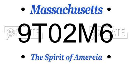 9T02M6 Massachusetts License Plate