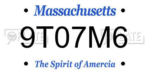9T07M6 Massachusetts License Plate