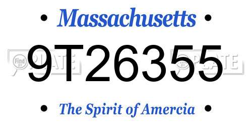 9T26355 Massachusetts License Plate