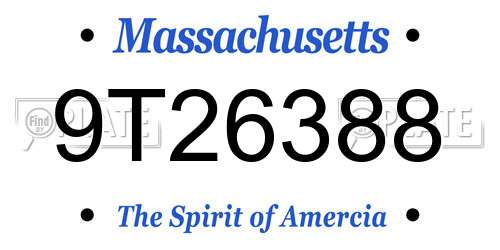 9T26388 Massachusetts License Plate