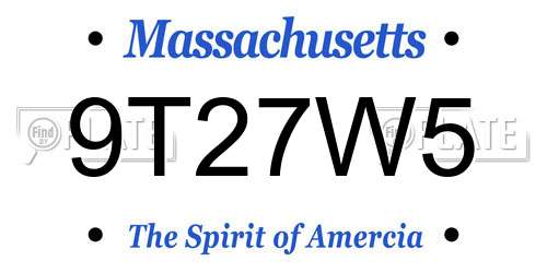9T27W5 Massachusetts License Plate