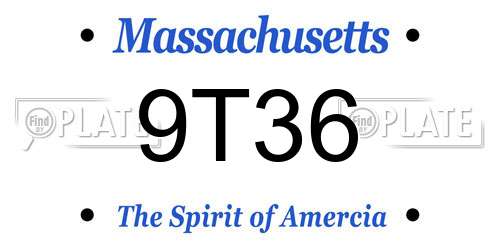 9T36 Massachusetts License Plate