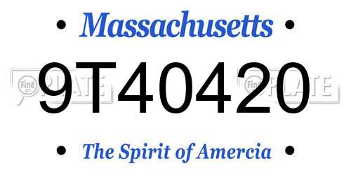 9T40420 Massachusetts License Plate