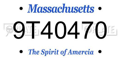 9T40470 Massachusetts License Plate