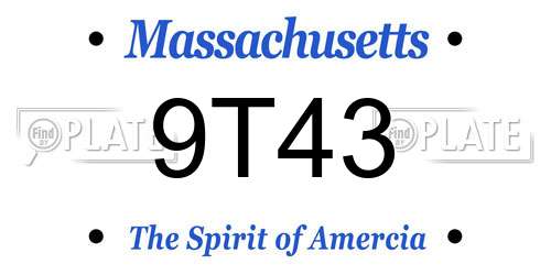 9T43 Massachusetts License Plate