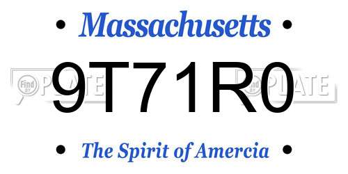 9T71R0 Massachusetts License Plate