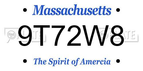 9T72W8 Massachusetts License Plate