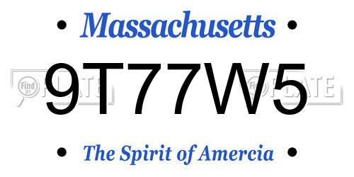9T77W5 Massachusetts License Plate