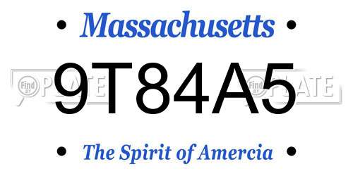 9T84A5 Massachusetts License Plate