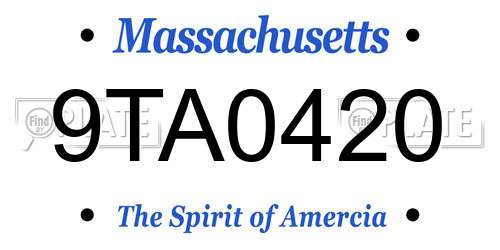 9TA0420 Massachusetts License Plate