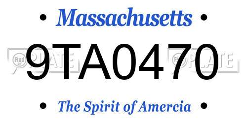 9TA0470 Massachusetts License Plate