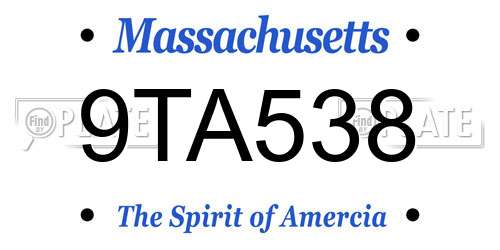 9TA538 Massachusetts License Plate