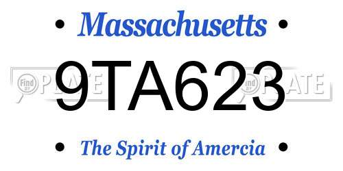 9TA623 Massachusetts License Plate