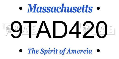 9TAD420 Massachusetts License Plate