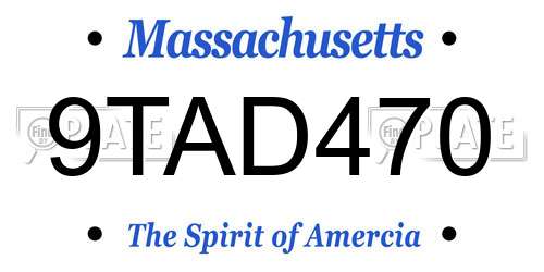 9TAD470 Massachusetts License Plate