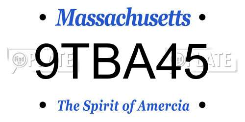 9TBA45 Massachusetts License Plate