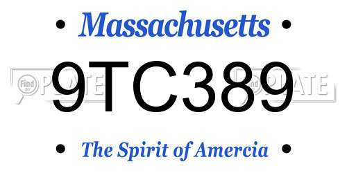 9TC389 Massachusetts License Plate