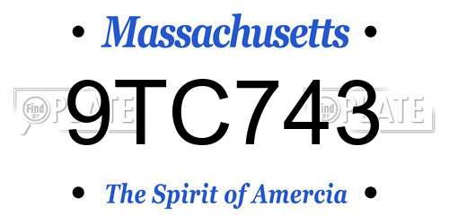 9TC743 Massachusetts License Plate