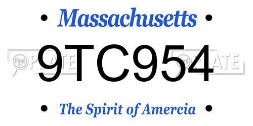 9TC954 Massachusetts License Plate
