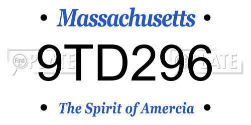 9TD296 Massachusetts License Plate