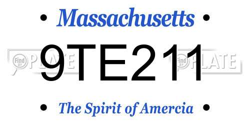 9TE211 Massachusetts License Plate