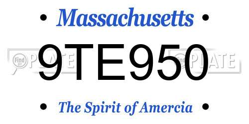 9TE950 Massachusetts License Plate