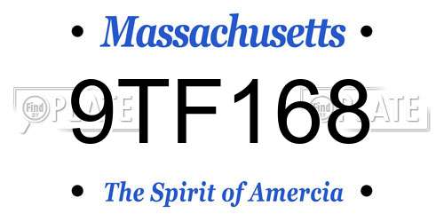 9TF168 Massachusetts License Plate