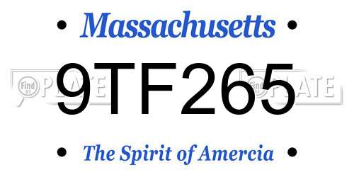 9TF265 Massachusetts License Plate