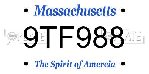 9TF988 Massachusetts License Plate