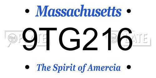 9TG216 Massachusetts License Plate