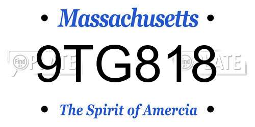 9TG818 Massachusetts License Plate