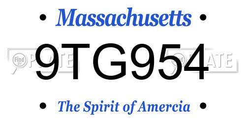 9TG954 Massachusetts License Plate