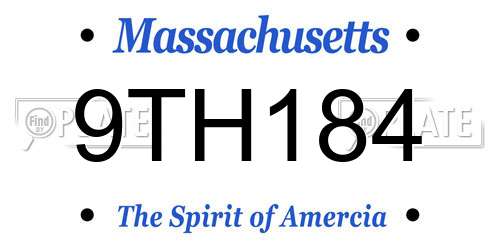 9TH184 Massachusetts License Plate