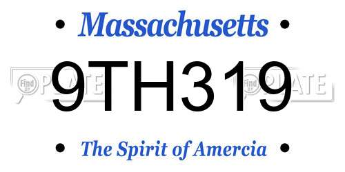 9TH319 Massachusetts License Plate