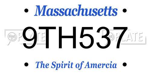 9TH537 Massachusetts License Plate