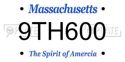 9TH600 Massachusetts License Plate