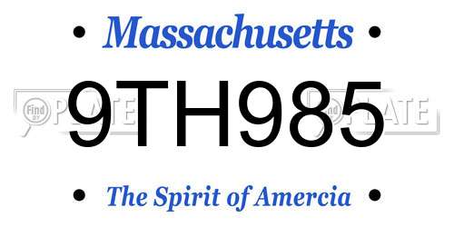 9TH985 Massachusetts License Plate