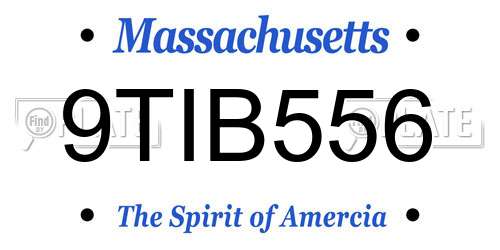 9TIB556 Massachusetts License Plate
