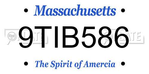 9TIB586 Massachusetts License Plate