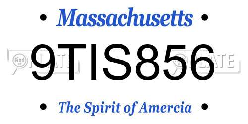 9TIS856 Massachusetts License Plate
