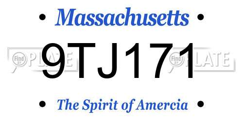 9TJ171 Massachusetts License Plate