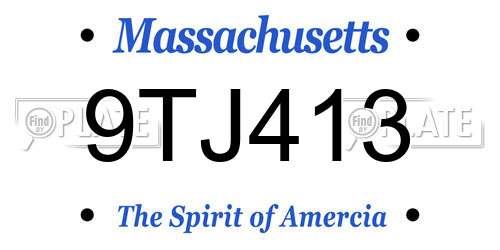 9TJ413 Massachusetts License Plate