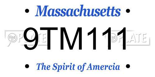 9TM111 Massachusetts License Plate